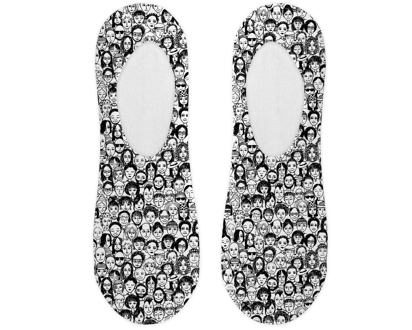 Crowded B/W No Show Socks