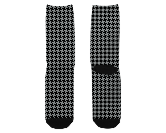 Black and Gray Houndstooth Dress Socks