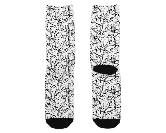 Black and White Paint Splatter Dress Socks