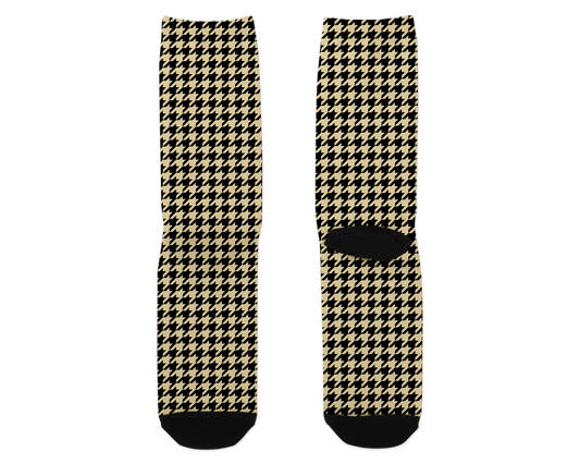 Black and Yellow Houndstooth Dress Socks